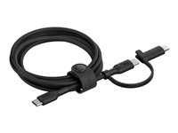 Belkin BoostCharge Pro 2-in-1 - USB-kabel - 24 pin USB-C (hann) til 24 pin USB-C, Lightning (hann) - USB 2.0 - 1.5 m - Hurtiglading opptil 60W, up to 480 Mbps - svart CAC003HQ1.5MBK