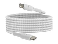 Belkin BoostCharge - USB-kabel - 24 pin USB-C (hann) til 24 pin USB-C (hann) - USB 2.0 - 2 m - hvit CAB004BT2MWH2PK