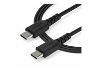 StarTech.com 1m USB C Charging Cable, Durable Fast Charge & Sync USB 2.0 Type C to USB C Laptop Charger Cord, TPE Jacket Aramid Fiber M/M 60W Black, Samsung S10, S20 iPad Pro MS Surface - Heavy Duty and Rugged - USB-kabel - 24 pin USB-C (hann) rett til 24 pin USB-C (hann) rett - Thunderbolt 3 / USB 2.0 - 1 m - svart - for P/N: CDP2HDUACP2, SECTBLTDT RUSB2CC1MB