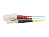 C2G LC-SC 10Gb 50/125 OM3 Duplex Multimode PVC Fiber Optic Cable (LSZH) - Nettverkskabel - SC flermodus (hann) til LC multimodus (hann) - 3 m - fiberoptisk - dupleks - 50 / 125 mikroner - OM3 - halogenfri - akvamarin 85533