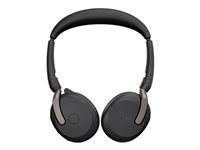 Jabra Evolve2 65 Flex UC Stereo - Hodesett - on-ear - Bluetooth - trådløs - aktiv støydemping - USB-A - svart - Optimert for UC 26699-989-999