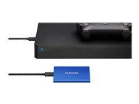 Samsung T7 MU-PC1T0H - SSD - kryptert - 1 TB - ekstern (bærbar) - USB 3.2 Gen 2 (USB-C kontakt) - 256-bit AES - indigoblå MU-PC1T0H/WW