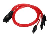 StarTech.com 50cm SFF-8087 to 4x SATA - Internal Mini SAS to SATA Reverse Cable - internal Mini SAS to SATA (SAS8087S4R50) - SATA/SAS-kabel - Serial ATA 150/300/600 - 4-spors - SATA (R) til 36-pins 4i Mini MultiLane (P) - 50 cm - låst - rød SAS8087S4R50