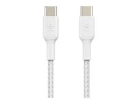 Belkin BoostCharge - USB-kabel - 24 pin USB-C (hann) til 24 pin USB-C (hann) - USB 2.0 - 2 m - hvit CAB004BT2MWH2PK