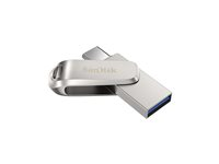 SanDisk Ultra Dual Drive Luxe - USB-flashstasjon - 256 GB - USB 3.1 Gen 1 / USB-C - sølv SDDDC4-256G-G46