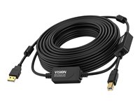 Vision - USB-kabel - USB (hann) til USB-type B (hann) - USB 2.0 - 15 m - aktiv inline-forsterker - svart TC 15MUSB+/BL/2