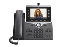 Cisco IP Phone 8865 - IP-videotelefon - med digitalkamera, Bluetooth-grensesnitt - IEEE 802.11a/b/g/n/ac (Wi-Fi) - SIP, SDP - 5 linjer - koksgrå CP-8865-K9=