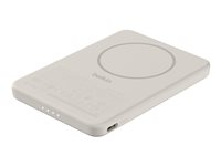 Belkin BoostCharge - Trådløs nødlader - slim , magnetic - 5000 mAh - 15 watt - Fast Charge (USB-C) - på kabel: USB-C - sand BBA009HQSA