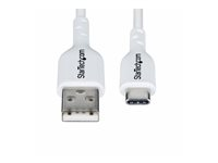 StarTech.com 3ft (1m) White USB-A to USB-C Charging Cable/Cord, M/M - USB-kabel - USB (hann) til 24 pin USB-C (hann) - USB 2.0 - 3 A - 1 m - lade og synkronisere, halogenfri, passiv, USB Fast Charge (15W) - hvit USB2AC1MNCWHE