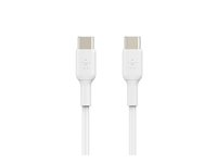 Belkin BoostCharge - USB-kabel - 24 pin USB-C (hann) til 24 pin USB-C (hann) - USB 2.0 - 3 A - 1 m - hvit (en pakke 2) CAB003BT1MWH2PK