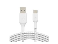 Belkin BoostCharge - USB-kabel - 24 pin USB-C (hann) til USB (hann) - 3 m - hvit CAB002BT3MWH