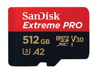 SanDisk Extreme Pro - Flashminnekort (microSDXC til SD-adapter inkludert) - 512 GB - A2 / Video Class V30 / UHS-I U3 / Class10 - microSDXC UHS-I SDSQXCD-512G-GN6MA