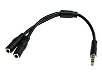 StarTech.com 4 Position to 2x 3 Position 3.5mm Headset Splitter Adapter - Hodetelefonsplitter - 4-polsminijakk hann til minijakk hunn - 20 cm - svart - for P/N: DK30A2DH, DK30CHDDPPD, DK30CHDPPDUE, MST30C2HDPPD, USB3SMDOCK4K, USB3VDOCKD MUYHSMFF