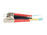 C2G LC-ST 10Gb 50/125 OM3 Duplex Multimode PVC Fiber Optic Cable (LSZH) - Nettverkskabel - ST flermodus (hann) til LC multimodus (hann) - 3 m - fiberoptisk - dupleks - 50 / 125 mikroner - OM3 - halogenfri - akvamarin 85542