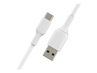 Belkin BoostCharge - USB-kabel - 24 pin USB-C (hann) til USB (hann) - USB 2.0 - 1 m - hvit (en pakke 2) CAB001BT1MWH2PK