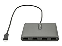 StarTech.com USB C to 4 HDMI Adapter, External Video & Graphics Card, USB Type-C to Quad HDMI Monitor Display Adapter Dongle, 1080p 60Hz, Video Converter, Supports Windows - USB-C Multi Monitor Adapter - Adapterkabel - 24 pin USB-C hann til HDMI hunn - 50 cm - romgrå - 1080p støtte 60 Hz USBC2HD4