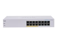 Cisco Business 110 Series 110-16PP - Switch - ikke-styrt - 8 x 10/100/1000 (PoE) + 8 x 10/100/1000 - stasjonær, rackmonterbar, veggmonterbar - PoE (64 W) CBS110-16PP-EU