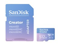SanDisk Creator - Flashminnekort (microSDXC til SD-adapter inkludert) - 512 GB - A2 / Video Class V30 / UHS-I U3 - microSDXC UHS-I SDSQXAV-512G-GN6MS
