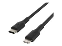 Belkin BoostCharge - Lightning-kabel - 24 pin USB-C hann til Lightning hann - 2 m - svart - USB Power Delivery (18 W) CAA003BT2MBK