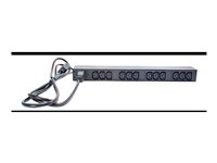 APC Basic Rack-Mount PDU - Strømfordelingslist (kan monteres i rack) - AC 208/230 V - inngang: IEC 60320 C20 - utgangskontakter: 12 (power IEC 60320 C13) - 1U - 19" - 2.5 m kabel - svart - for P/N: SMTL1000RMI2UC, SMX1000C, SMX1500RM2UC, SMX1500RM2UCNC, SMX750C, SMX750CNC AP9565