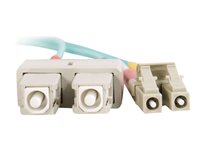 C2G LC-SC 10Gb 50/125 OM3 Duplex Multimode PVC Fiber Optic Cable (LSZH) - Nettverkskabel - SC flermodus (hann) til LC multimodus (hann) - 2 m - fiberoptisk - dupleks - 50 / 125 mikroner - OM3 - halogenfri - akvamarin 85532