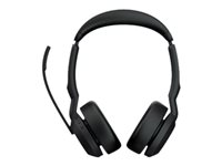 Jabra Evolve2 55 MS Stereo - Hodesett - on-ear - Bluetooth - trådløs - aktiv støydemping - USB-A - svart - Zoom Certified, Certified for Microsoft Teams, Cisco Webex Certified, Optimert for UC, Alcatel-Lucent Certified, Avaya Certified, Unify Certified, MFi Certified, Google Meet Certified, Amazon Chime Certified, Google Fast Pair Certified 25599-999-999