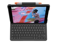 Logitech Slim Folio - Tastatur og folioveske - trådløs - Bluetooth - Pan Nordic - grafitt - for Apple 10.2-inch iPad (7. generasjon, 8. generasjon, 9. generasjon) 920-009479