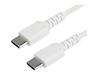 StarTech.com 1m USB C Charging Cable, Durable Fast Charge & Sync USB 2.0 Type C to USB C Laptop Charger Cord, TPE Jacket Aramid Fiber M/M 60W White, Samsung S10, S20 iPad Pro MS Surface - Heavy Duty and Rugged - USB-kabel - 24 pin USB-C (hann) rett til 24 pin USB-C (hann) rett - Thunderbolt 3 / USB 2.0 - 1 m - hvit RUSB2CC1MW