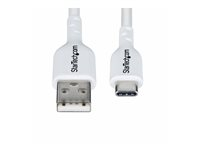 StarTech.com 3m (9.8ft) White USB-A to USB-C Charging Cable/Cord, M/M - USB-kabel - USB (hann) til 24 pin USB-C (hann) - USB 2.0 - 3 A - 3 m - lade og synkronisere, halogenfri, passiv, USB Fast Charge (15W) - hvit USB2AC3MNCWHE