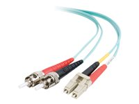 C2G LC-ST 10Gb 50/125 OM3 Duplex Multimode PVC Fiber Optic Cable (LSZH) - Nettverkskabel - ST flermodus (hann) til LC multimodus (hann) - 20 m - fiberoptisk - dupleks - 50 / 125 mikroner - OM3 - halogenfri - akvamarin 85547