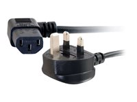 C2G Universal Power Cord - Strømkabel - BS 1363 (hann) til power IEC 60320 C13 - 2 m - formstøpt, 90° kontakt - svart 88520
