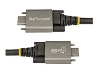StarTech.com 3ft 1m Side Screw Locking USB C Cable 10Gbps, USB 3.1/3.2 Gen 2 Type-C Cable, 100W (5A) Power Delivery Charging, DP Alt Mode, Dual Screw Lock, USB-C to C Cord, Charge/Sync - Thunderbolt 3 Compatible - USB-kabel - 24 pin USB-C (hann) rett/låsende til 24 pin USB-C (hann) rett - USB 3.2 Gen 2 / DisplayPort 1.4 /Thunderbolt 3 - 1 m - 4K-støtte - grå, svart USB31CCSLKV1M