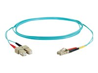 C2G LC-SC 10Gb 50/125 OM3 Duplex Multimode PVC Fiber Optic Cable (LSZH) - Nettverkskabel - SC flermodus (hann) til LC multimodus (hann) - 3 m - fiberoptisk - dupleks - 50 / 125 mikroner - OM3 - halogenfri - akvamarin 85533