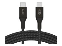 Belkin BoostCharge - USB-kabel - 24 pin USB-C (hann) til 24 pin USB-C (hann) - USB 2.0 - 1 m - opp til 240 W strømforsyningsstøtte - svart CAB015BT1MBK