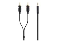 Belkin - Lydkabel - RCA x 2 hann til mini-phone stereo 3.5 mm hann - 2 m - dobbeltisolert F3Y116BT2M