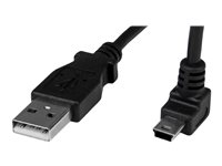 StarTech.com 1m Mini USB Cable Cord - A to Up Angle Mini B - Up Angled Mini USB Cable - 1x USB A (M), 1x USB Mini B (M) - Black (USBAMB1MU) - USB-kabel - USB (hann) til mini-USB type B (hann) - 1 m - 90°-kontakt - svart USBAMB1MU