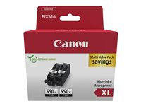 Canon PGI-550PGBK XL Twin pack - 2-pack - 15 ml - Høy ytelse - svart - original - hengeboks - blekkbeholder - for PIXMA iP8750, iX6850, MG5550, MG5650, MG6450, MG6650, MG7150, MG7550, MX725; PIXUS MG7550 6431B010