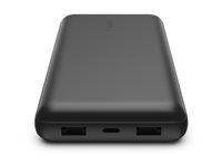 Belkin BoostCharge - Strømbank - 20000 mAh - 15 watt - 3 A - 3 utgangskontakter (24 pin USB-C, 2 x USB) - på kabel: USB-C - svart BPB012BTBK