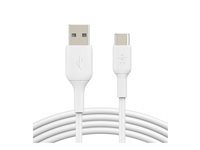 Belkin BoostCharge - USB-kabel - 24 pin USB-C (hann) til USB (hann) - USB 2.0 - 1 m - hvit (en pakke 2) CAB001BT1MWH2PK