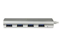 StarTech.com 4 Port Portable USB 3.0 Hub with Built-in Cable - Aluminum and Compact USB Hub (ST43004UA) - Hub - 4 x SuperSpeed USB 3.0 ST43004UA