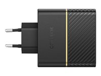 OtterBox Wall Charger - Strømadapter - 50 watt - 3 A - PD 3.0 - 2 utgangskontakter (24 pin USB-C) - svart glimt 78-52724